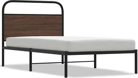 vidaXL Cadru pat fără saltea stejar maro, 100x190 cm, lemn prelucrat