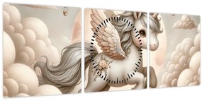 Tablou - Inorog în nori (cu ceas) (90x30 cm)