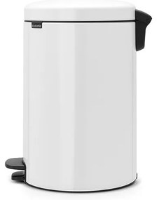 Coș cu pedală Brabantia NewIcon 649047, 20 l, închidere lină, bază antiderapantă, coș interior metalic, alb