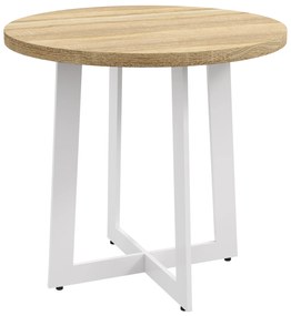 HOMCOM Masă de Dining Rotundă pentru 4 Persoane Masă de Bucătărie cu Blat de Lemn și Bază de Oțel Încrucișată Ø80x75 cm Stejar | Aosom Romania