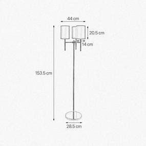 Lampadar cu 3 brate din alama cu abajur albastru Sofis