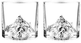 Set pahare pentru whisky LIITON K2 Chogori, Cristal, 230 ml, 2 buc, Fund 3D cu varf Chogori, Transparent