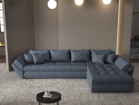 Colțar extensibil dumonde cu ladă de depozitare si sezut confortabil din spuma high-density, Loana XL Enjoy Antracit II 335x185 cm