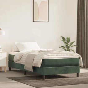 3144300 vidaXL Pat box spring cu saltea, verde închis, 80x200 cm, catifea