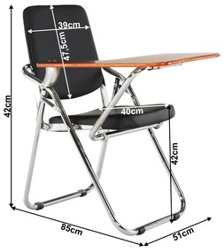 Scaun conferinta cu masuta, negru natural, SONER