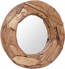 vidaXL Oglindă decorativă Lemn de tec 60 cm Rotundă
