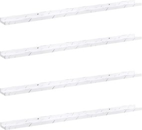 vidaXL Raft de perete 4 pcs Marmură albă 115 x 9 x 3 cm Lemn compozit