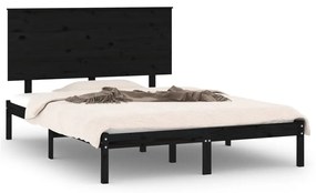 3104777 vidaXL Cadru de pat mic dublu, negru, 120x190 cm, lemn masiv