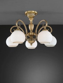 Lustra aplicata cu 5 brate clasic design italian din alama, sticla 8400 RA-PL. 8420/5