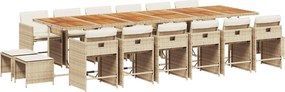 vidaXL Set mobilier de grădină cu perne, 17 piese, bej, poliratan