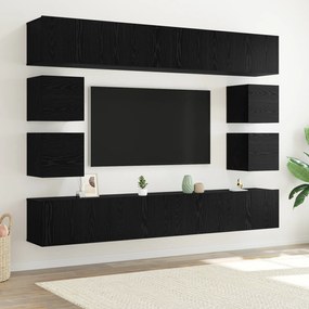 vidaXL Set comodă TV 8 pcs Stejar negru 100 x 30 x 30 cm Lemn compozit