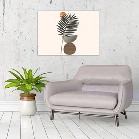 Tablou pe sticlă - Abstracție cu frunze de palmier (70x50 cm)