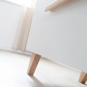 Comodă de copii albă cu aspect de lemn de stejar cu masă de schimbat 88,5x99x76 cm Léon – Roba