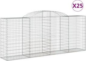 vidaXL Coșuri gabion arcuite 25 buc. 300x50x120/140 cm fier galvanizat