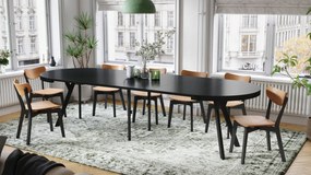 Mazzoni VITO Negru Mat/picioare negre - MASĂ MARE ROTUNDĂ Ø110 EXTENSIBILĂ PÂNĂ LA 310 cm CU PICIOARE Y LOFT/INDUSTRIALĂ