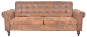 245584 vidaXL Canapea extensibilă cu brațe, velur artificial, maro
