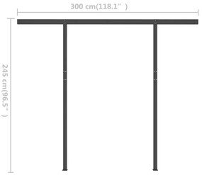 Copertina retractabila manual cu stalpi, crem, 3x2,5 m Crem, 3 x 2.5 m