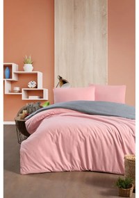 Lenjerie de pat în culoarea somonului-gri din bumbac pentru pat dublu-extins și cearceaf 200x220 cm – Mila Home