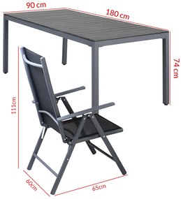 Deuba Set de grădină Bern 1+8 din aluminiu - antracit WPC