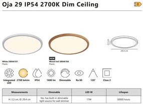 Plafoniera slim pentru baie IP54 LED dimabil 2700K Oja 29 Wood Foil
