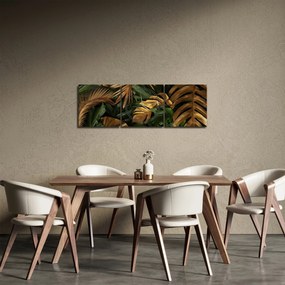 Tablou - Frunze aurii (cu ceas) (90x30 cm)