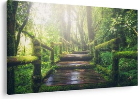 Tablou - trepte din lemn în pădure (90x60 cm)