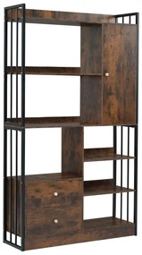 Librărie industrială cu 6 rafturi, Negru+Maro | Aosom Romania