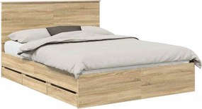 vidaXL Cadru de pat Stejar Sonoma 150 x 200 cm Lemn Ingineresc