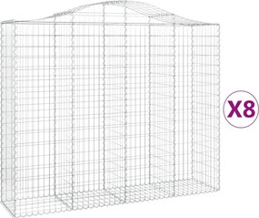 vidaXL Coșuri gabion arcuite 8 buc, 200x50x160/180 cm, fier galvanizat