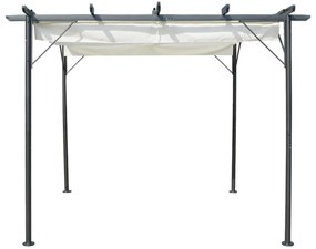 Pergola cu acoperis retractabil, alb crem, 3 x 3 m, otel 1, Crem