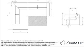 Colțar gri deschis extensibil cu tapițerie din catifea reiată (cu colț pe partea stângă ) Brave Dave – Miuform