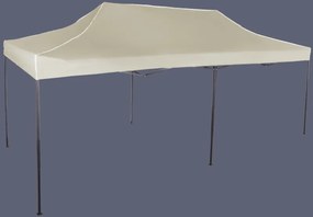 Pavilion de grădină 3x6m – din oțel, Fără pereţi laterali, Bej