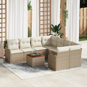 vidaXL Set de canapele pentru grădină 9 pcs Bej Rattan poli