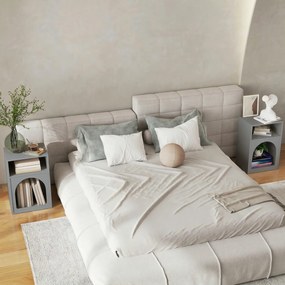 HOMCOM Set de 2 noptiere, noptieră cu compartimente deschise, design arcuat, 40 x 30 x 60 cm, gri | Aosom Romania