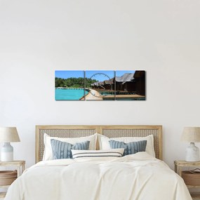 Tablou cu Maledive (cu ceas) (90x30 cm)
