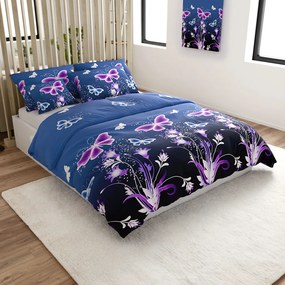 Lenjerie de pat din microfibra VIOLET BUTTERFLY albastru inchis Dimensiune lenjerie de pat: 70 x 90 cm | 140 x 220 cm
