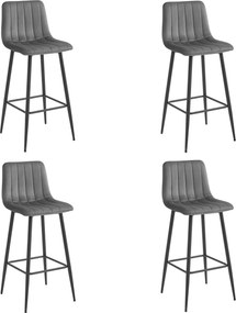Scaun de bar POZZA VELVET cu picioare negre, gri inchis