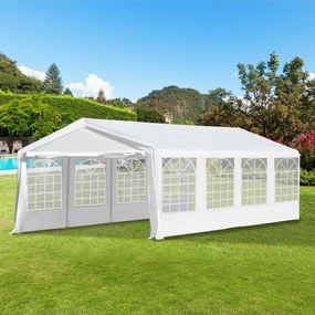 Outsunny Pavilion pentru extern cort pentru petreceri, căsătorii cadru din oțel impermeabil, Alb, 8x4x2.8m