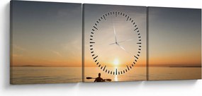 Tablou - caiac pe mare (cu ceas) (90x30 cm)