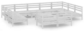 3083490 vidaXL Set mobilier de grădină, 12 piese, alb, lemn masiv de pin