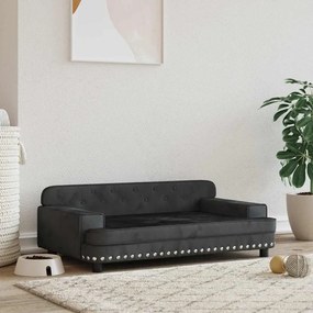 vidaXL Pat de câini, negru, 90x53x30 cm, catifea