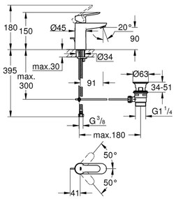 Pachet: Baterie cada/dus Grohe Bau Edge-23334000 + Baterie lavoar Grohe Bau Edge-23328000