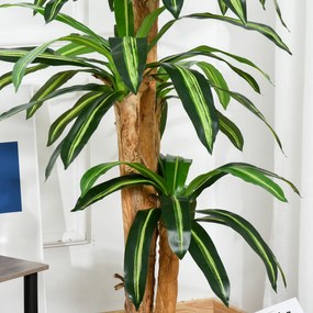 Outsunny Dracaena Artificială cu 66 de Frunze Mușchi Plantă Artificială pentru Decorațiuni Grădină Balcon Birou Living Ø20x160 cm Verde | Aosom Romania