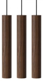 Lustra cu 3 pendule design minimalist din lemn cu spot LED încorporat Chimes 3 - dark oak