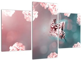 Tablou - Fluture între flori (90x60 cm)