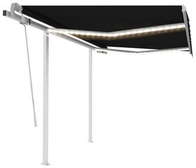 vidaXL Copertină retractabilă manual cu LED, antracit, 3x2,5 m