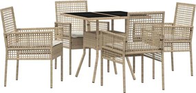 vidaXL Set de masă pentru grădină 5 pcs Bej poliratan