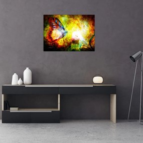 Tablou pe sticlă - Fluture spațial (70x50 cm)