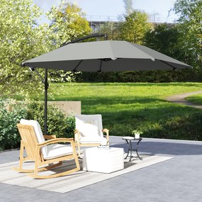 Outsunny Umbrelă laterală 3 m, umbrelă de grădină exterioară înclinabilă, bază, manivelă, țesătură poliester 180 g/m², Gri închis | Aosom Romania