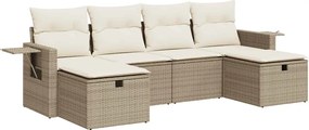 vidaXL Set canapele de grădină cu perne, 6 piese, bej, poliratan